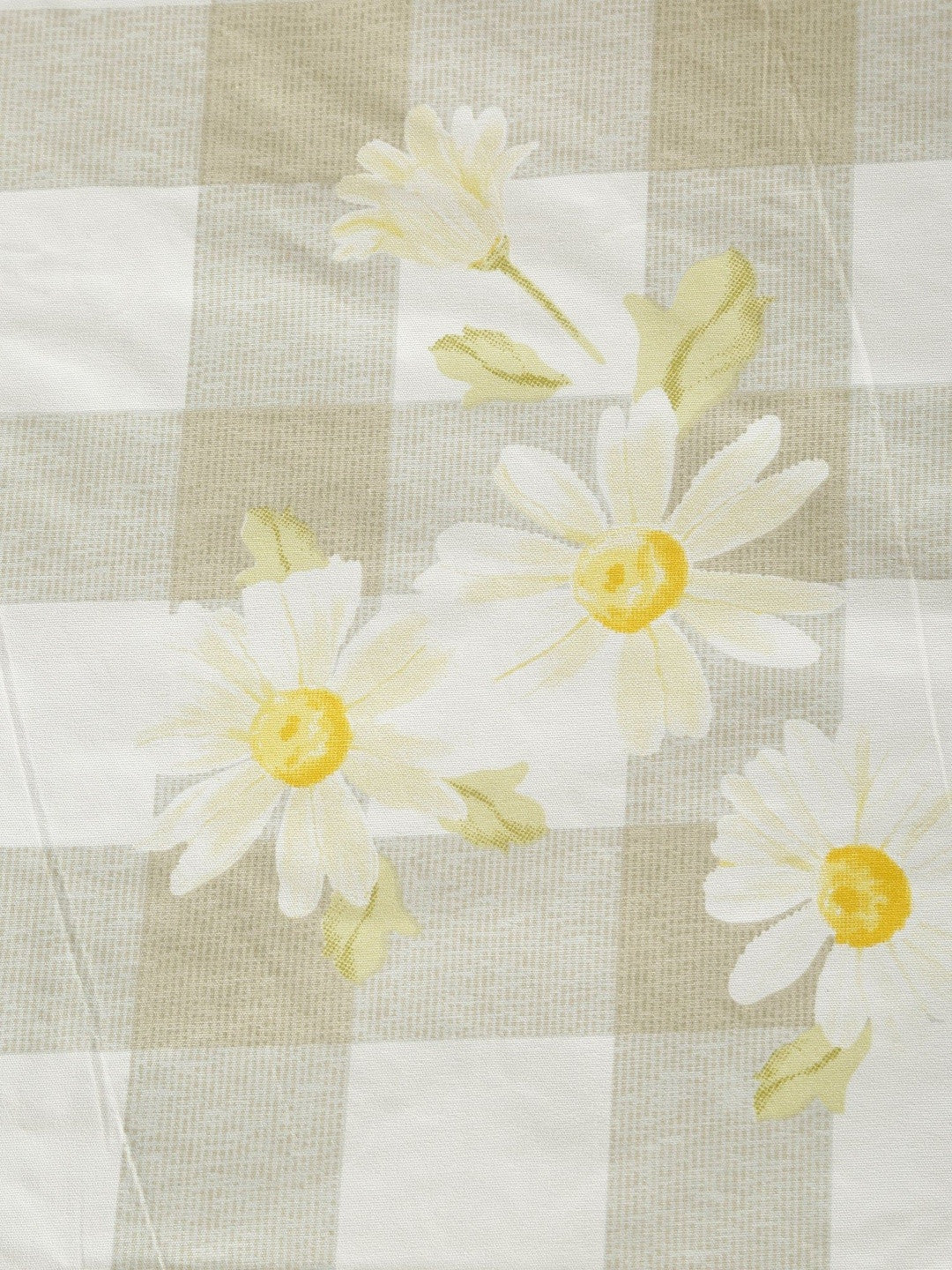 Beige & white floral queen bedsheet