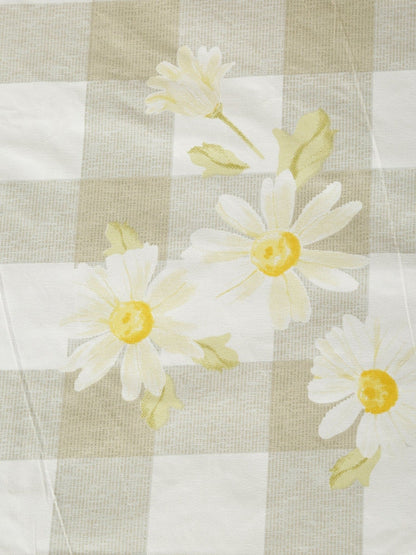 Beige & white floral queen bedsheet