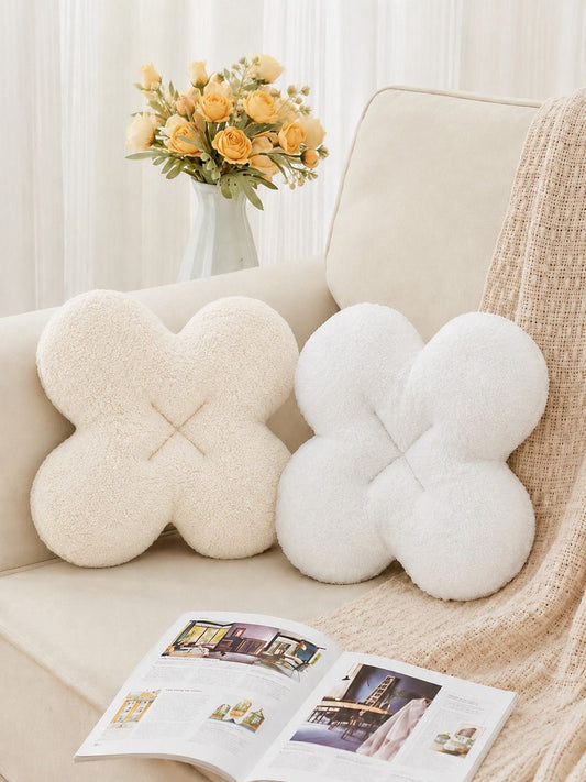 Off white & beige cotton cushions, set of 2