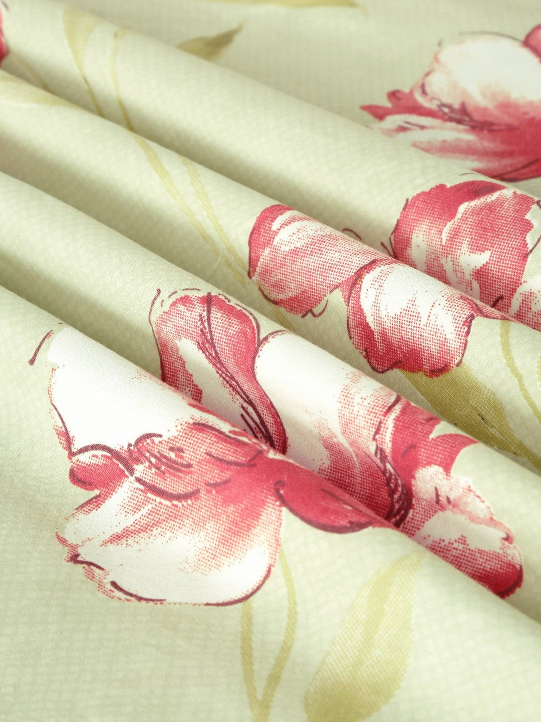 Green & pink floral king bedsheet