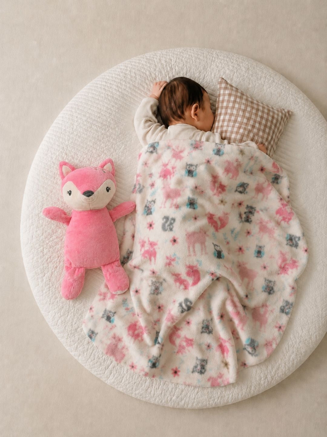 Pink cartoon characters fleece AC room blanket