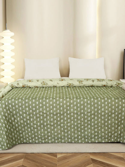 Green floral AC room dohar