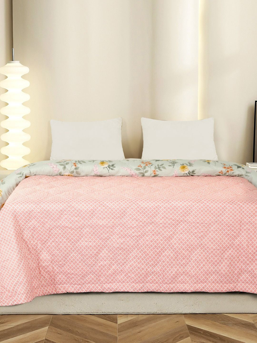 Pink & green floral AC room dohar