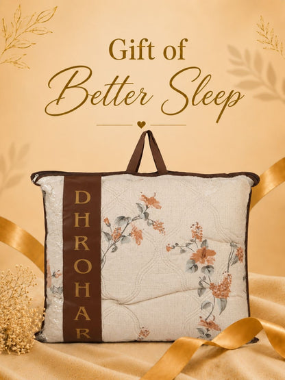 Rust & cream-coloured floral AC room dohar