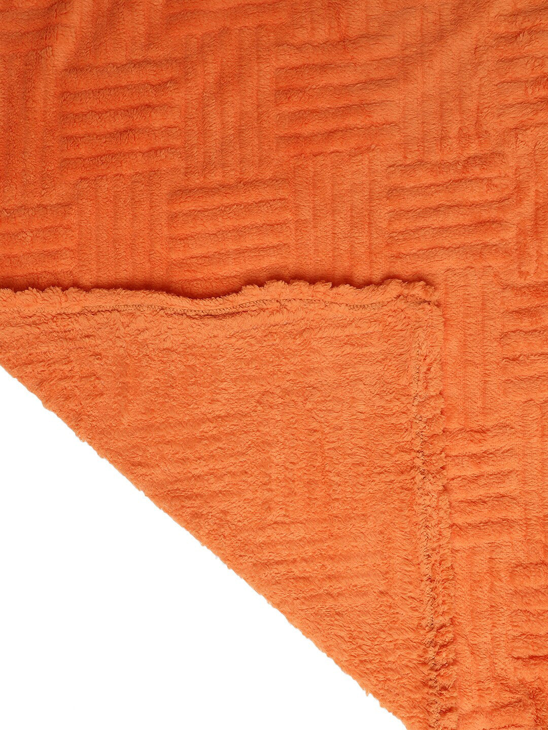 Orange fur geometric mild winter double bed blanket