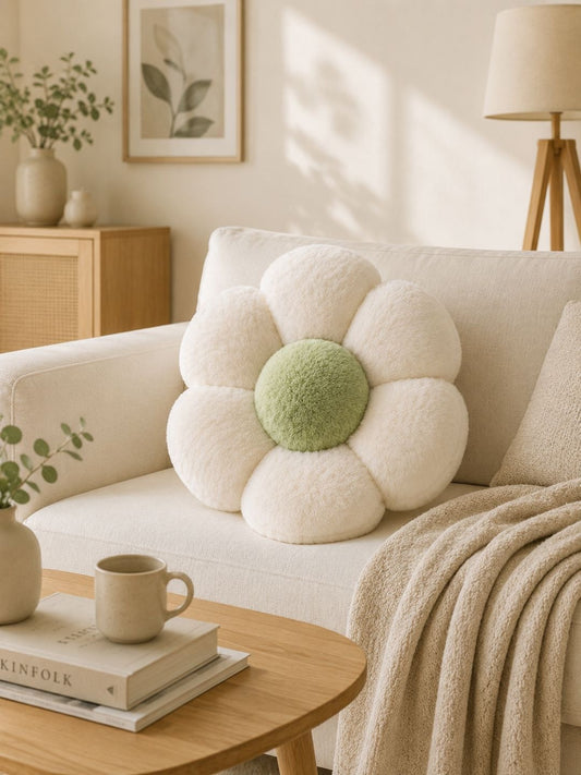 Off white cotton round cushions