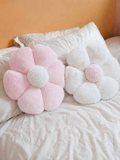 Pink & white cotton pre-filled cushions, set of 2, white & pink
