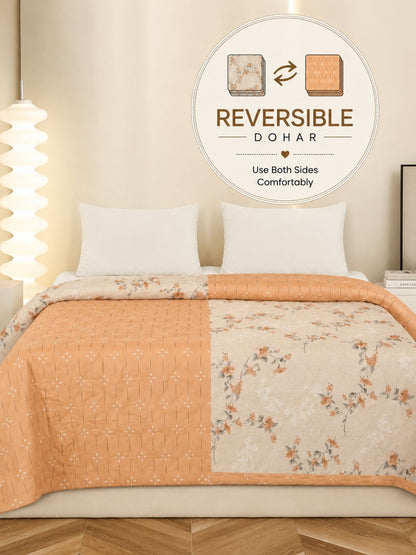 Rust & cream-coloured floral AC room dohar