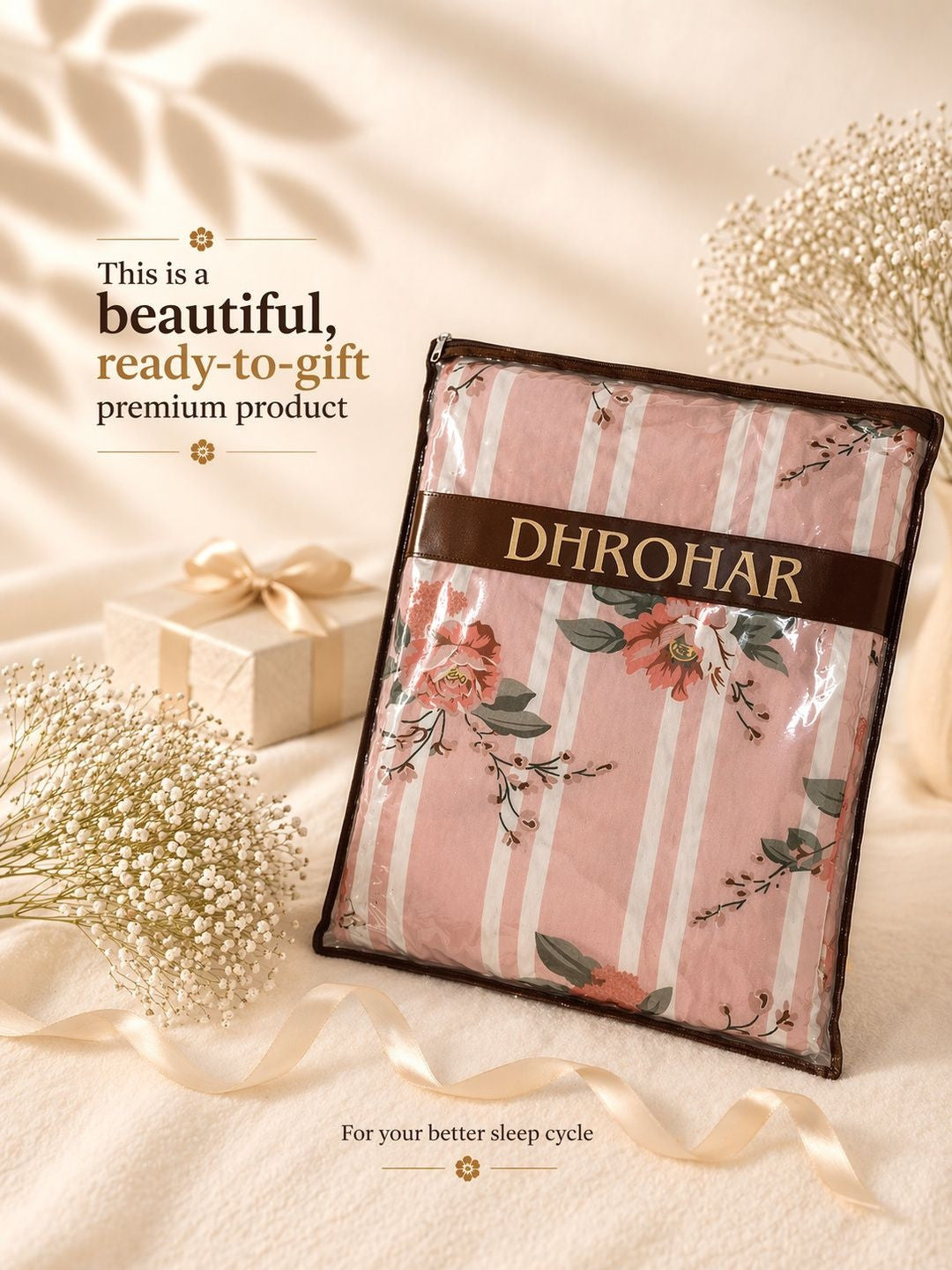 Pink floral queen bedsheet