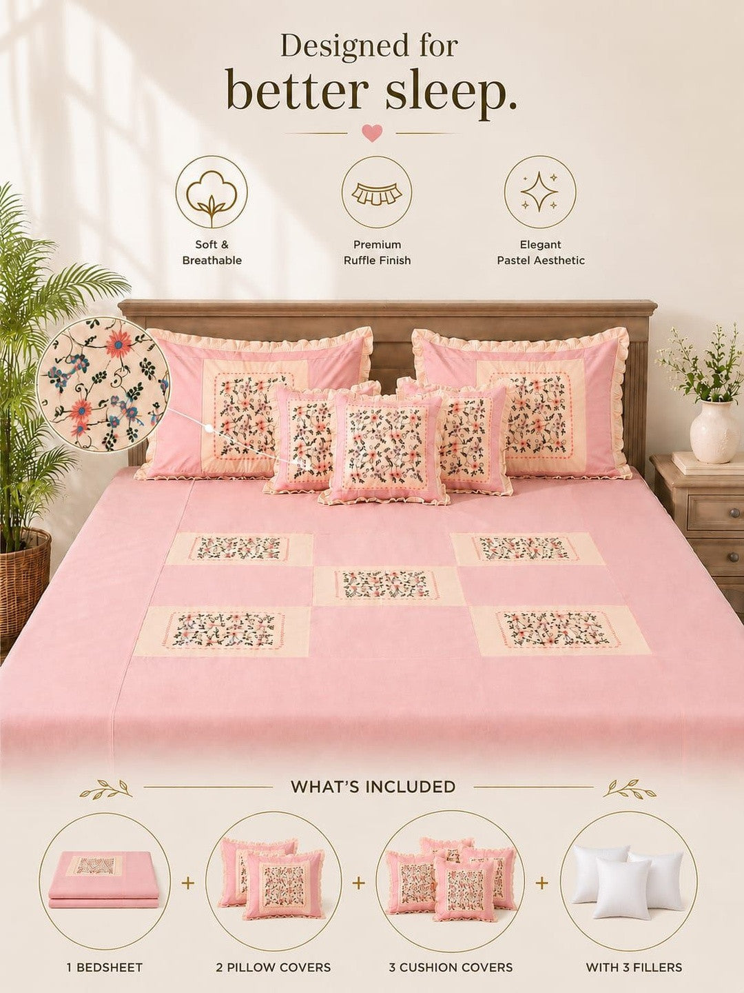 Pink floral bedsheet