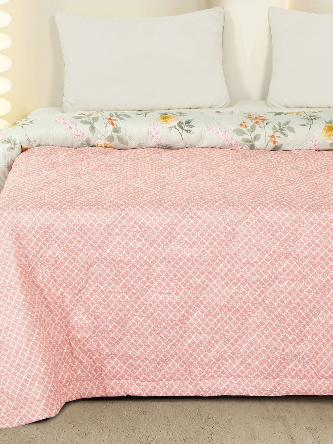 Pink & green floral AC room dohar