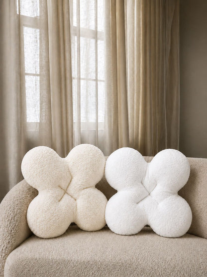Off white & beige cotton cushions, set of 2