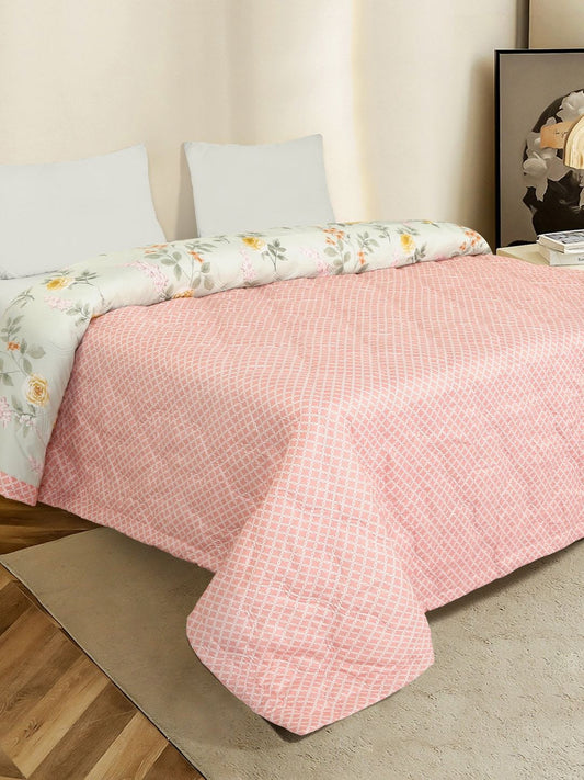 Pink & green floral AC room dohar