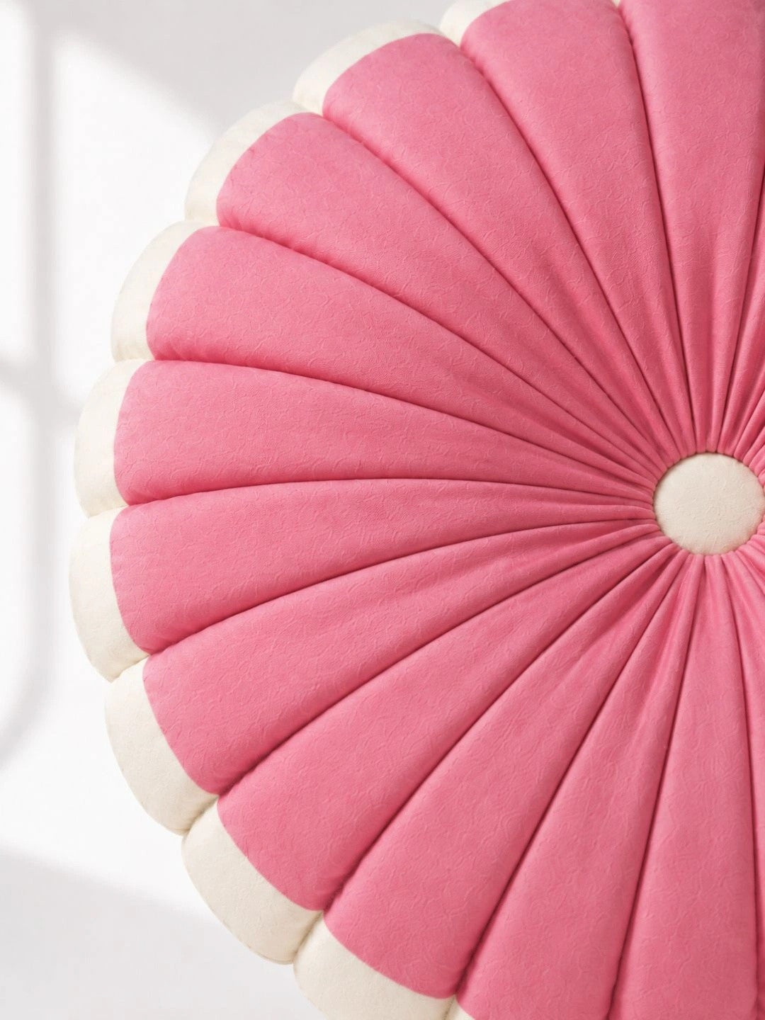 Pink velvet round pumpkin cushions, set of 2